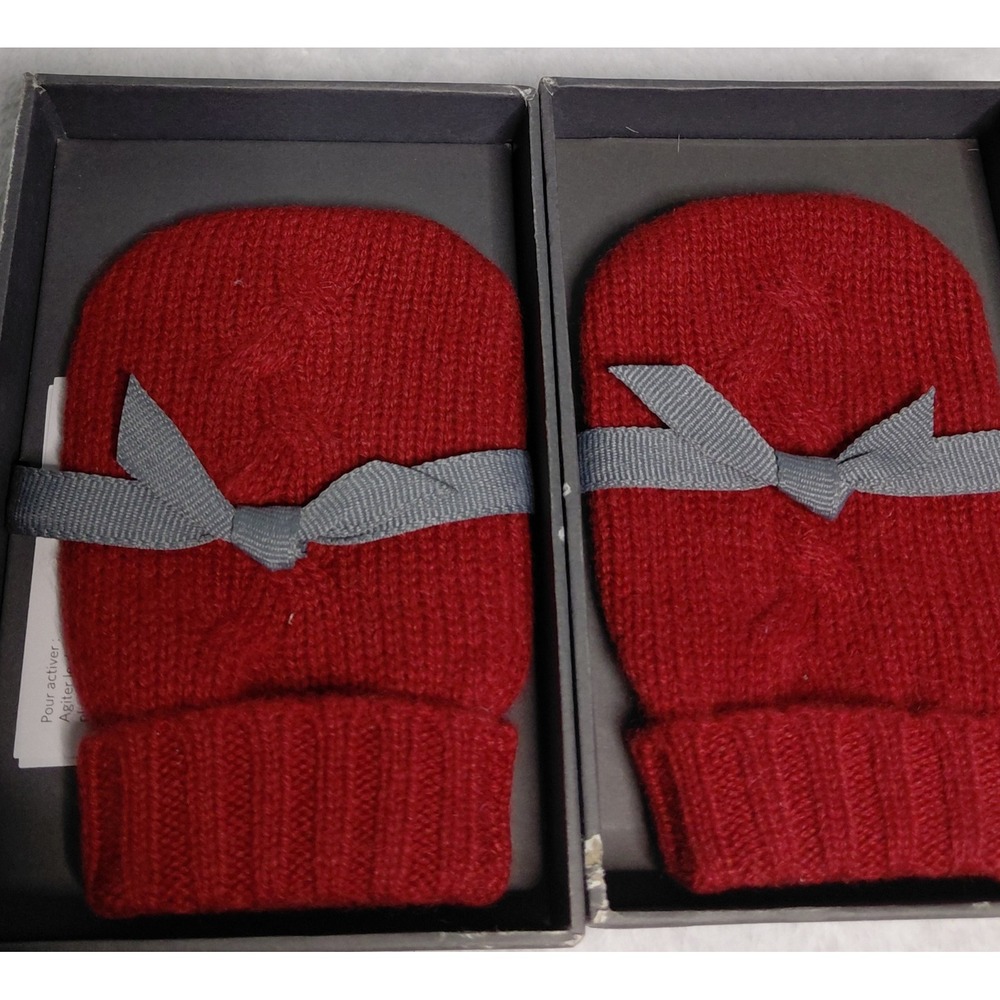 Restoration Hardware Mini Cashmere Garnet Red Cable Knit Hand Warmers 0-6M
